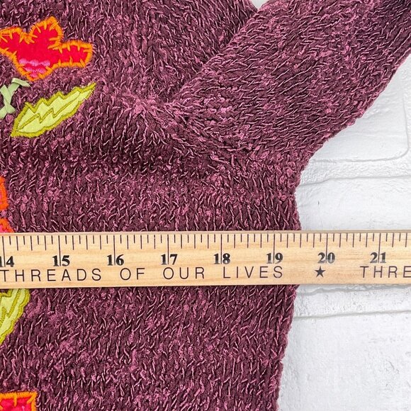 Crazy Horse Cardigan Womens Small Purple Floral Texture Quilt Nylon Sweater VTG - Picture 8 of 12